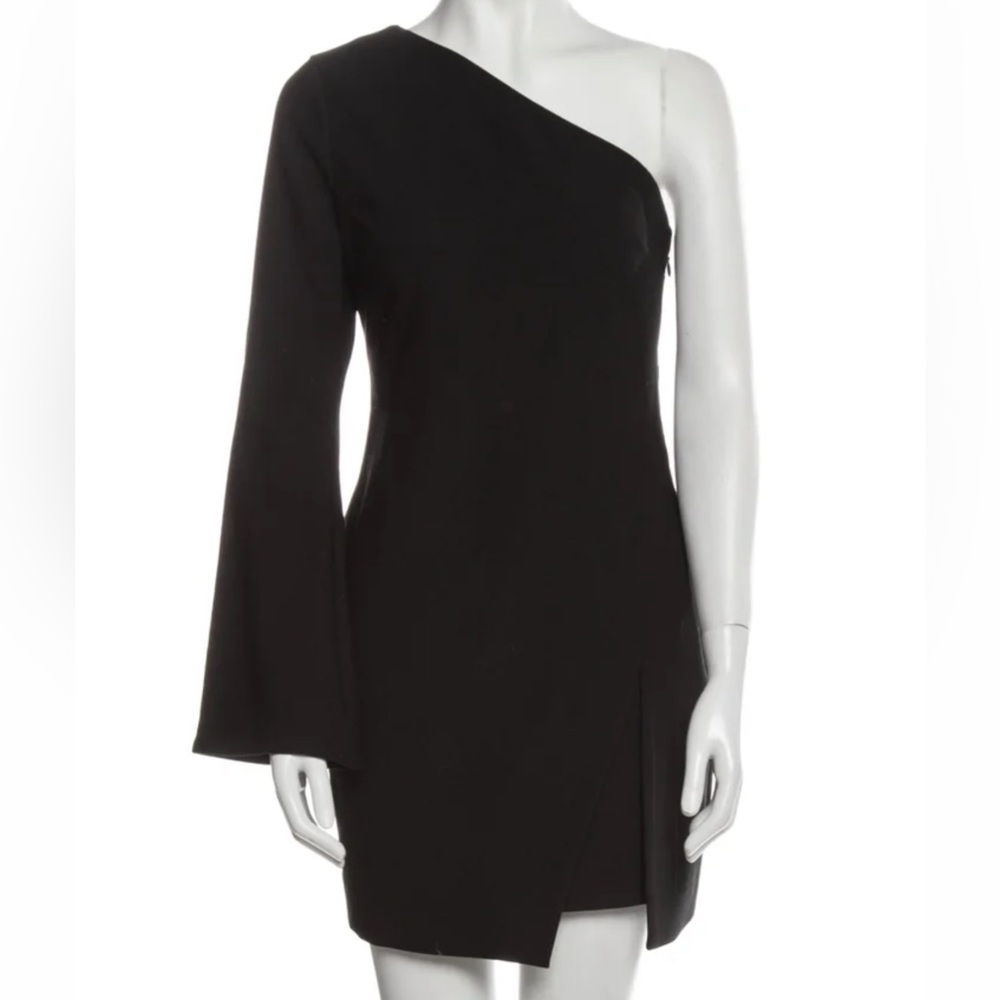 Cinq a sept one shoulder black dress